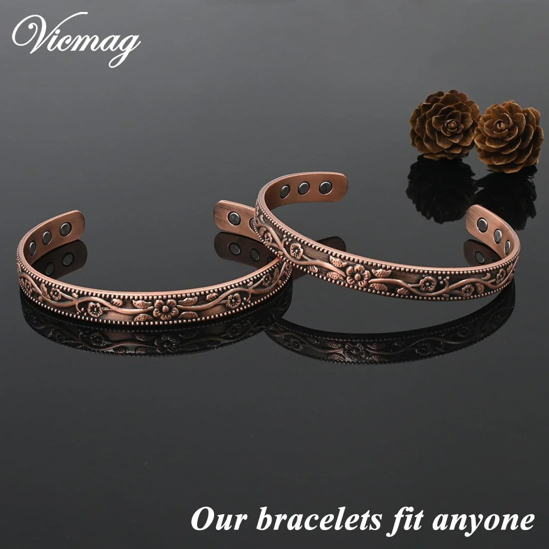 Vicmag Copper Magnetic Bracelet for Women Ultra Strength Magnetic Bracelets 99.9
