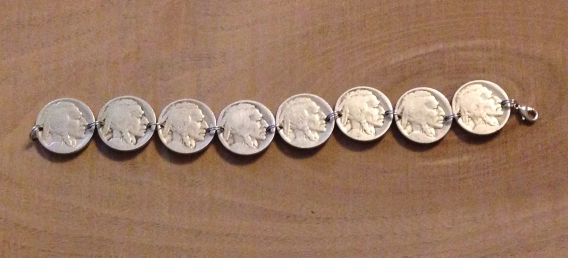 Buffalo Indian Head Nickel Coin Jewelry Bracelet! Vintage Antique