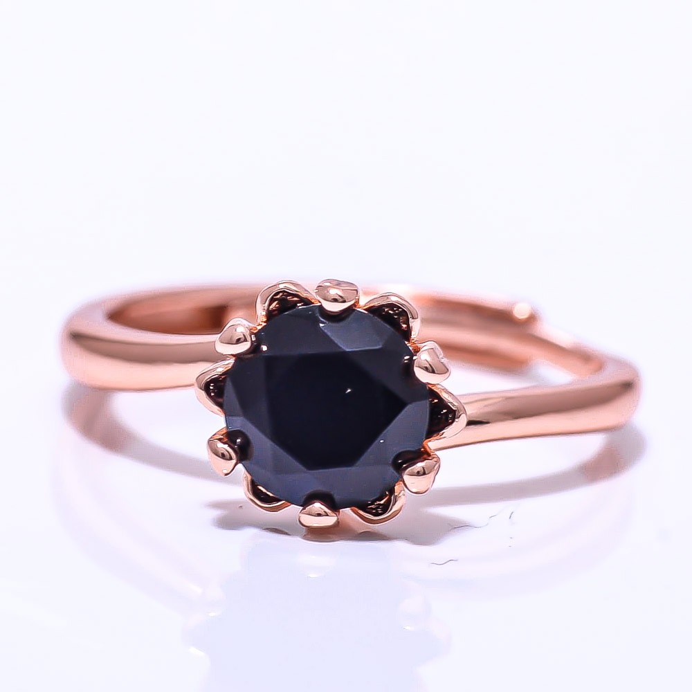 Black Spinel Gemstone Rose Gold Plated Ring Adst (83)