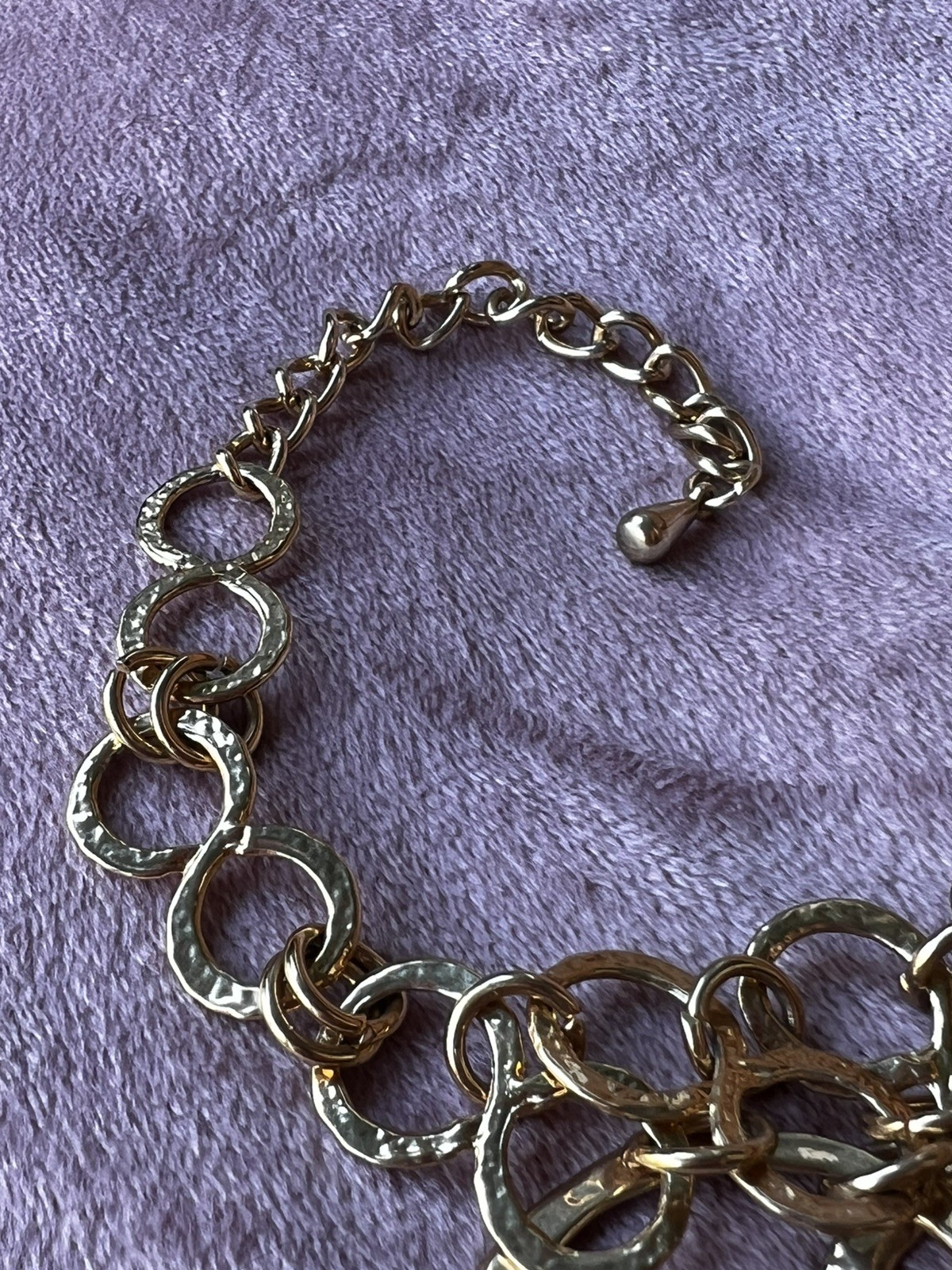 Kenneth Cole Reaction Gold Tone Hammered Circles and Rings Statement Necklace