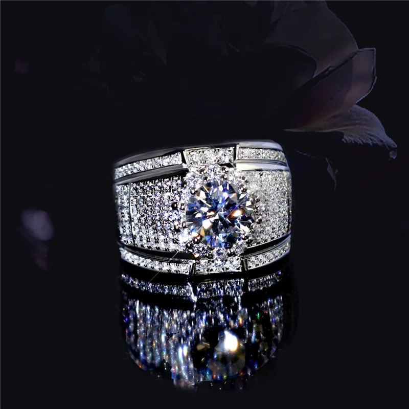 Milangirl Sterling Silver Big Zircon Stone Ring Unisex