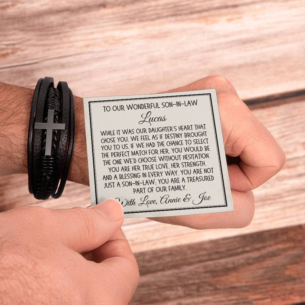 Son-in-Law Gift, Cross Bracelet: While It Was Our Daughter’s Heart