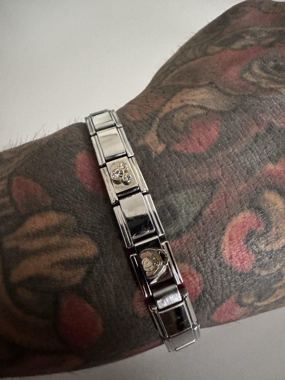 Vintage Disney x Zoppini Italian Charm Bracelet Stainless Steel Mickey Mouse