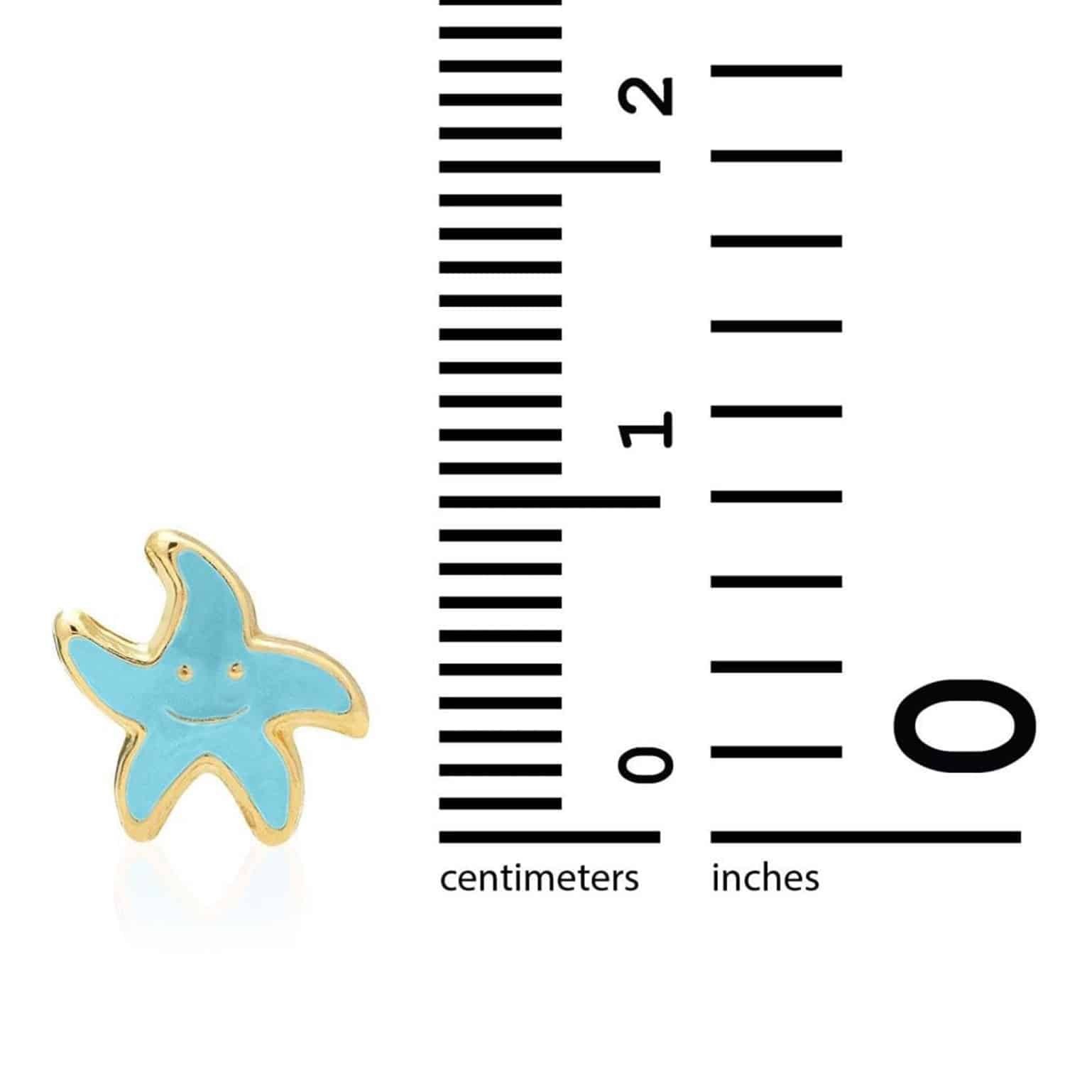 Kid’s 14K Yellow Gold Blue Pink Red Green Enamel Starfish Stud Earrings