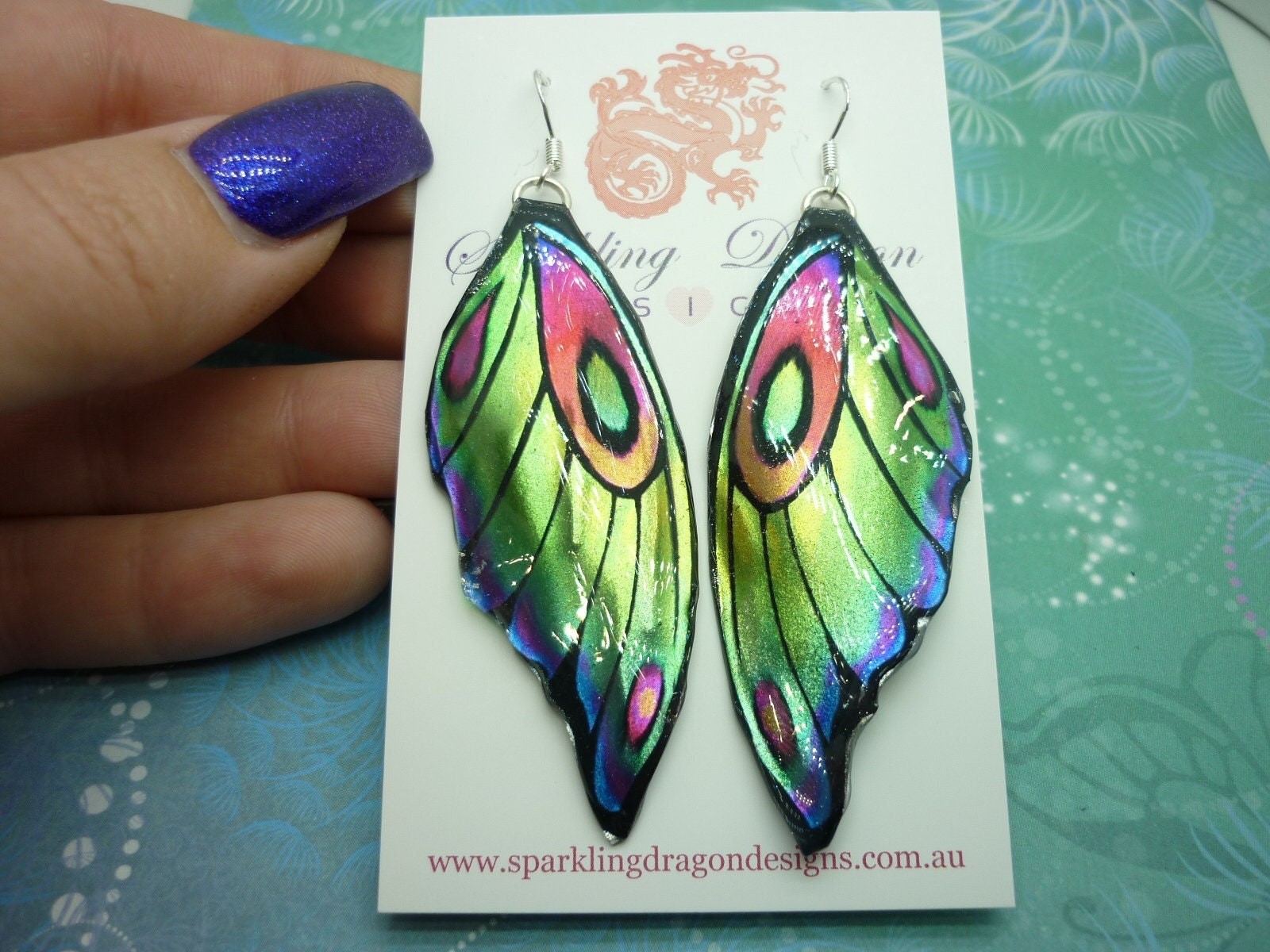 Butterfly Wing Earrings Green Yellow – Fairy Jewellery, Fun Gift for her Fairy