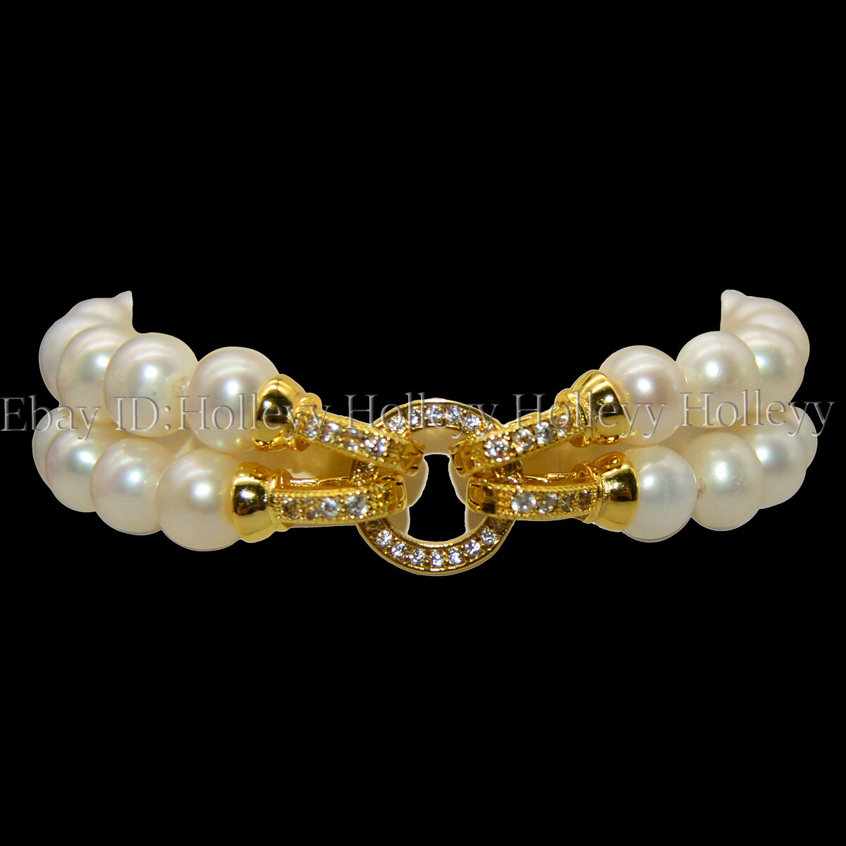 High Quality 8-9mm Genuine Natural White Pearl Round Beaded Bracelets 7.5”