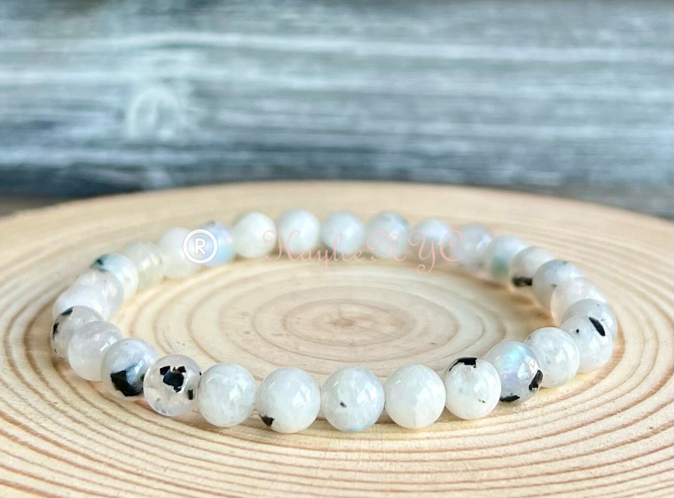 Wholesale Lot 6 Pcs Natural Rainbow Moonstone 6mm 7.5” Crystal Stretch Bracelet