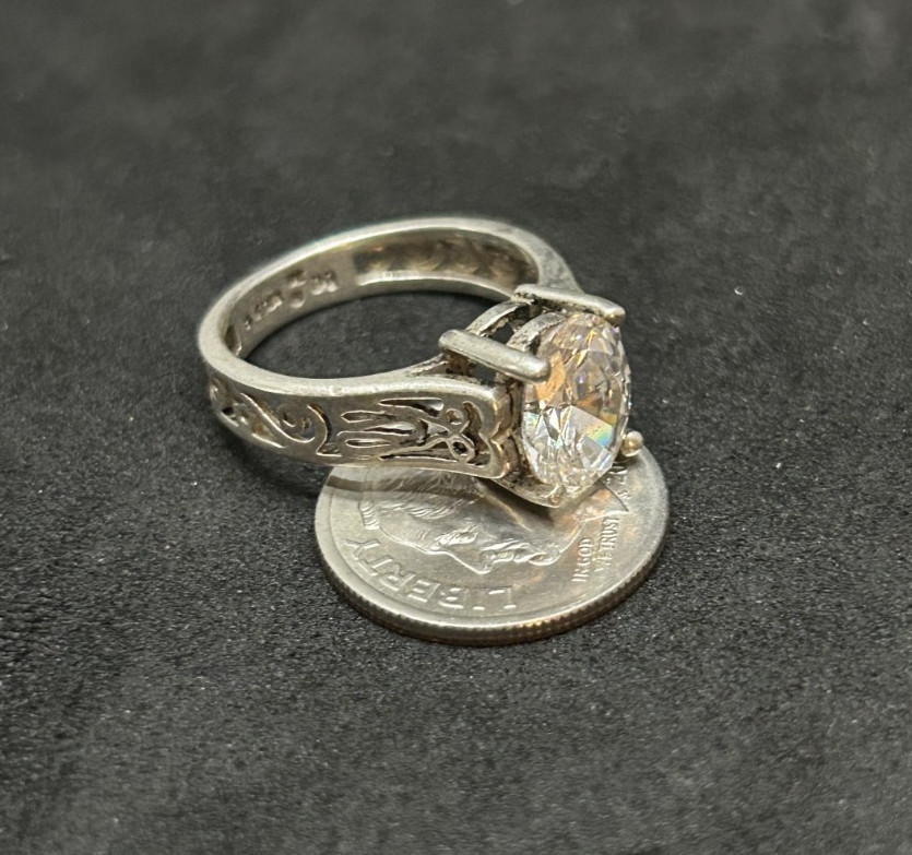 925 Sterling CZ Ring 9.1mm Sz 6 – 3.6g