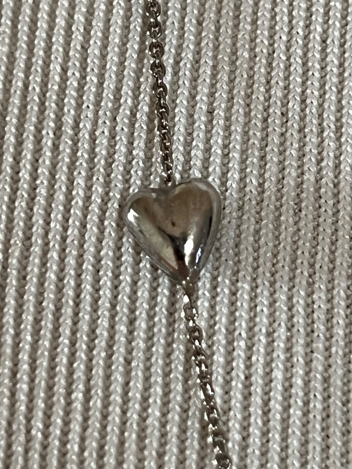 NWT Saint Laurent YSL Triple Heart Charm Silver Long Brass Chain Necklace $695