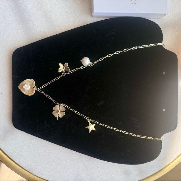 Jennifer Miller 14k Gold Plated & CZ Heart Charm Necklace