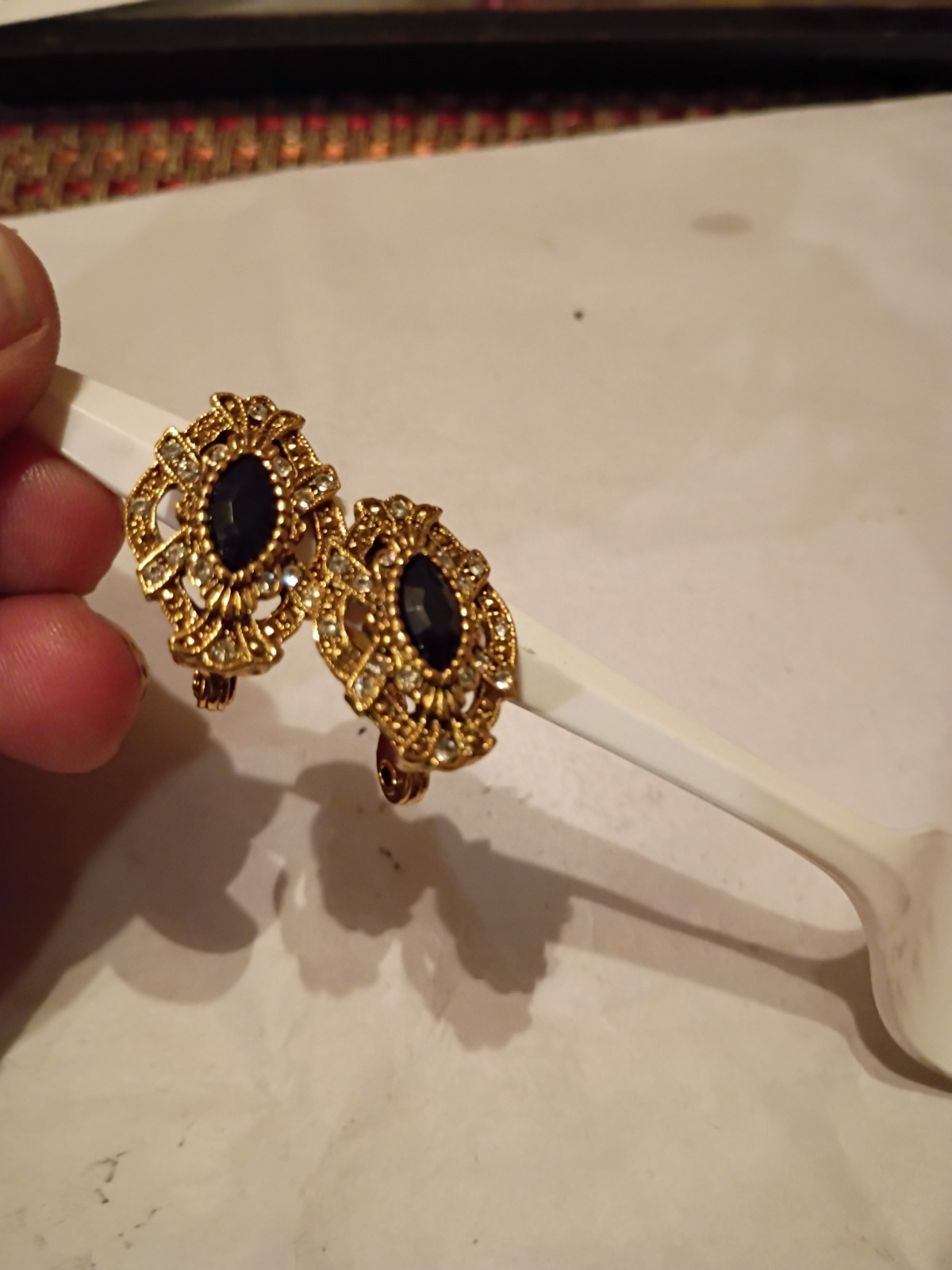 Blackstone With White Rhinestones Looking Like Diamonds Earrings