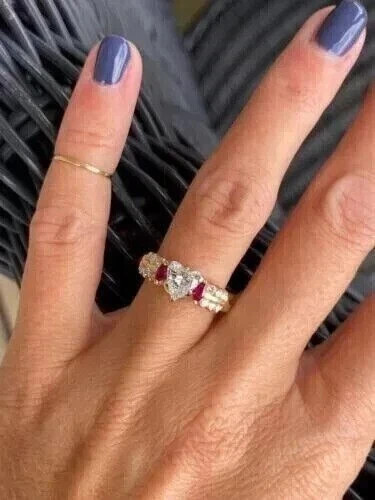 3 Ct Trillion Simulated Diamond Women Stunning Band Ring 14K Yelllow Gold Plated