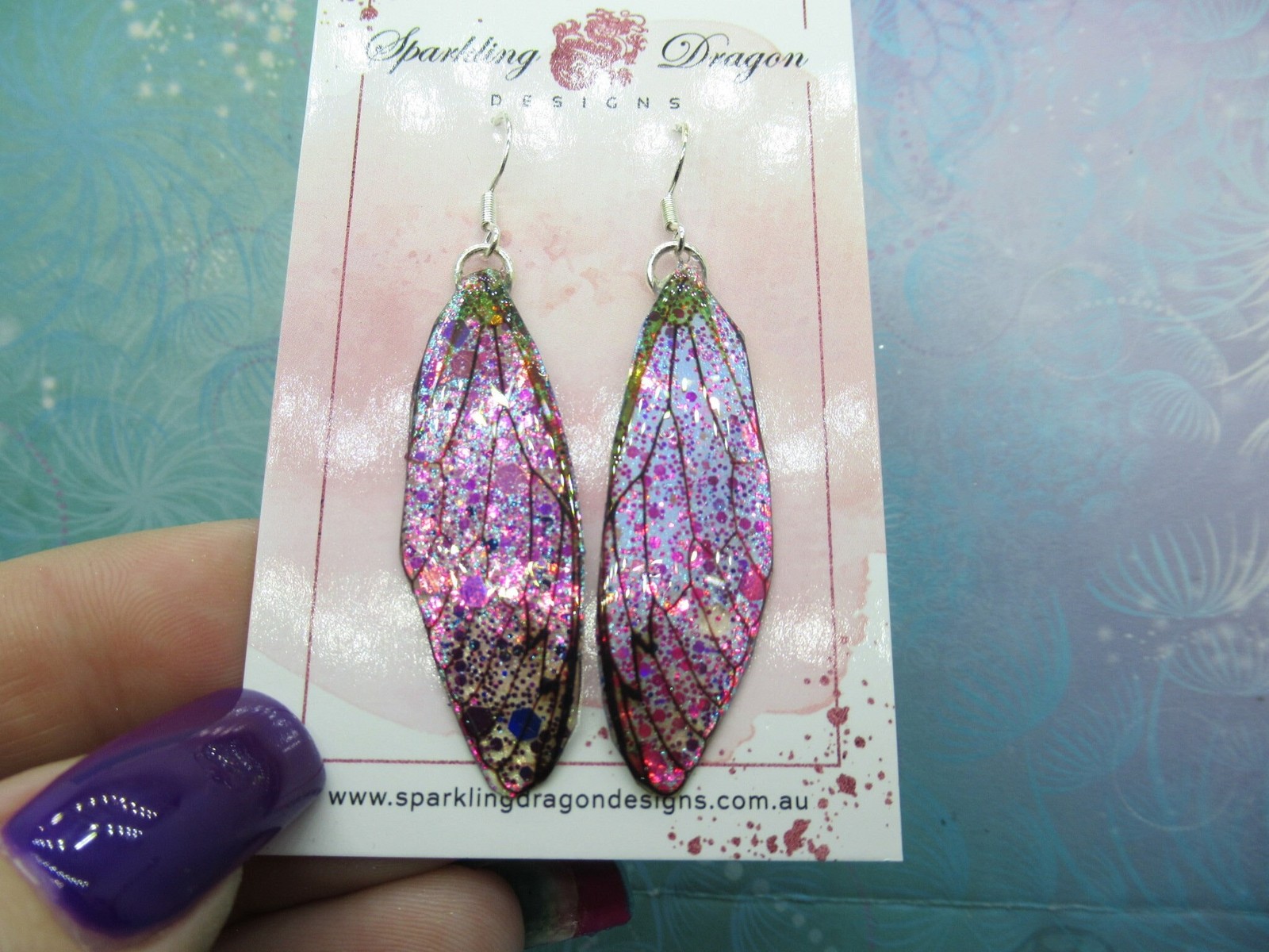 Butterfly Earrings Sparkly Purple & Pink – Fairy Jewellery, Fun Gift for her