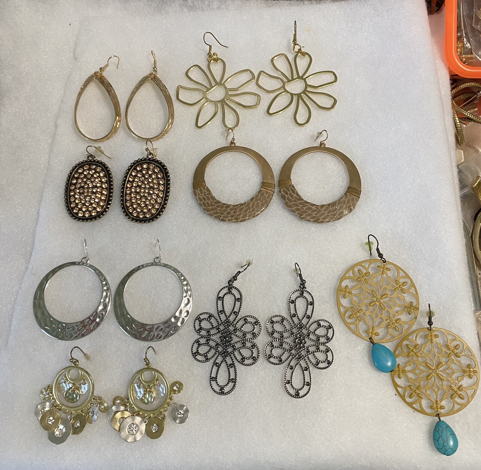 Very Cute Large Dangle Earrings x 8 Pair Preowned