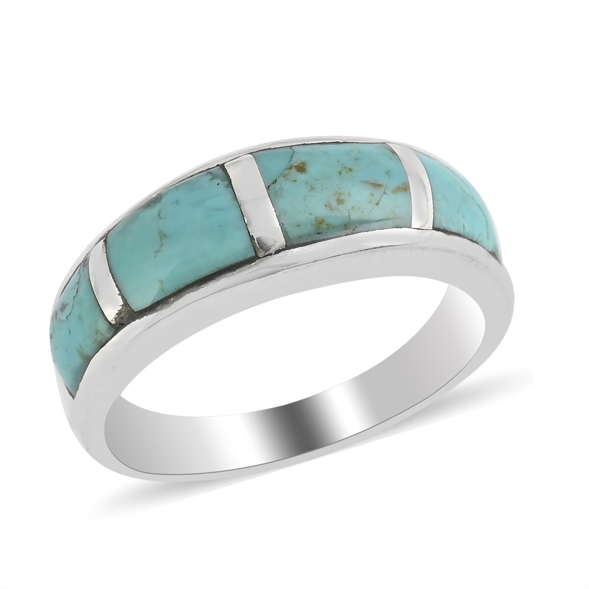 SANTA FE Style Turquoise Fashion Ring in Sterling Silver 1.00ctw Size 8