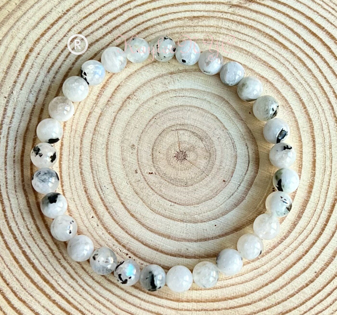 Wholesale Lot 6 Pcs Natural Rainbow Moonstone 6mm 7.5” Crystal Stretch Bracelet