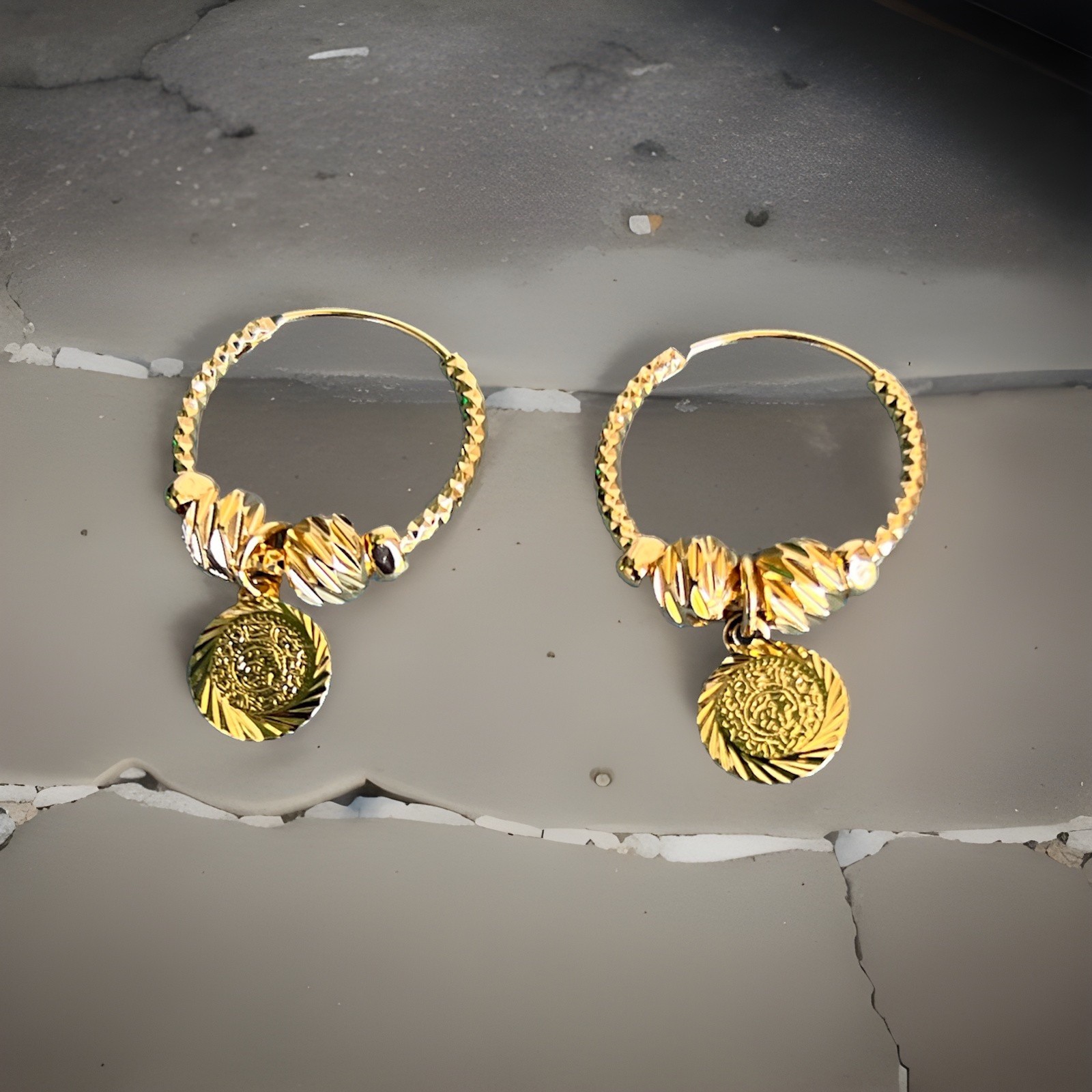 24K Gold Plated Dangle Hoop Earrings Stylish All Occasions Gift