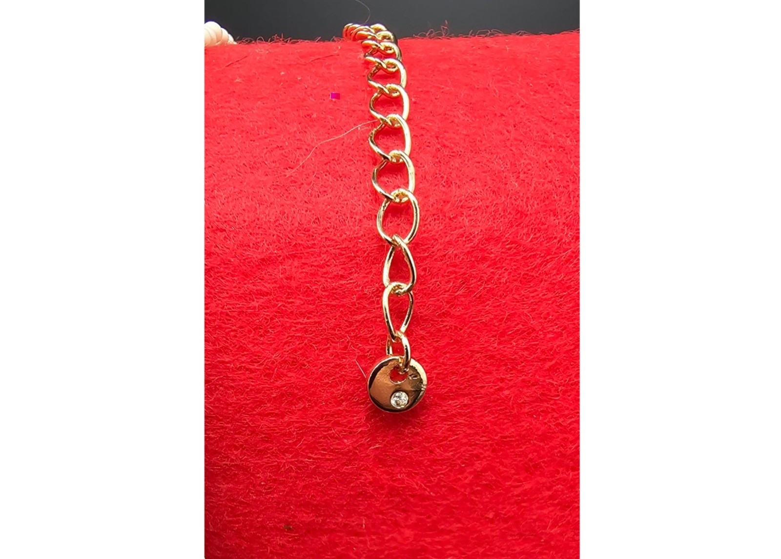 Elegant Gold-Tone Chevron Chain Necklace & Bracelet Set with White Seed Beads