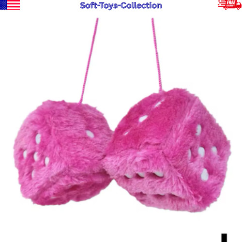 2PCS Fuzzy Dice Car Mirror Hanging Ornament Auto Interior Decor Gift