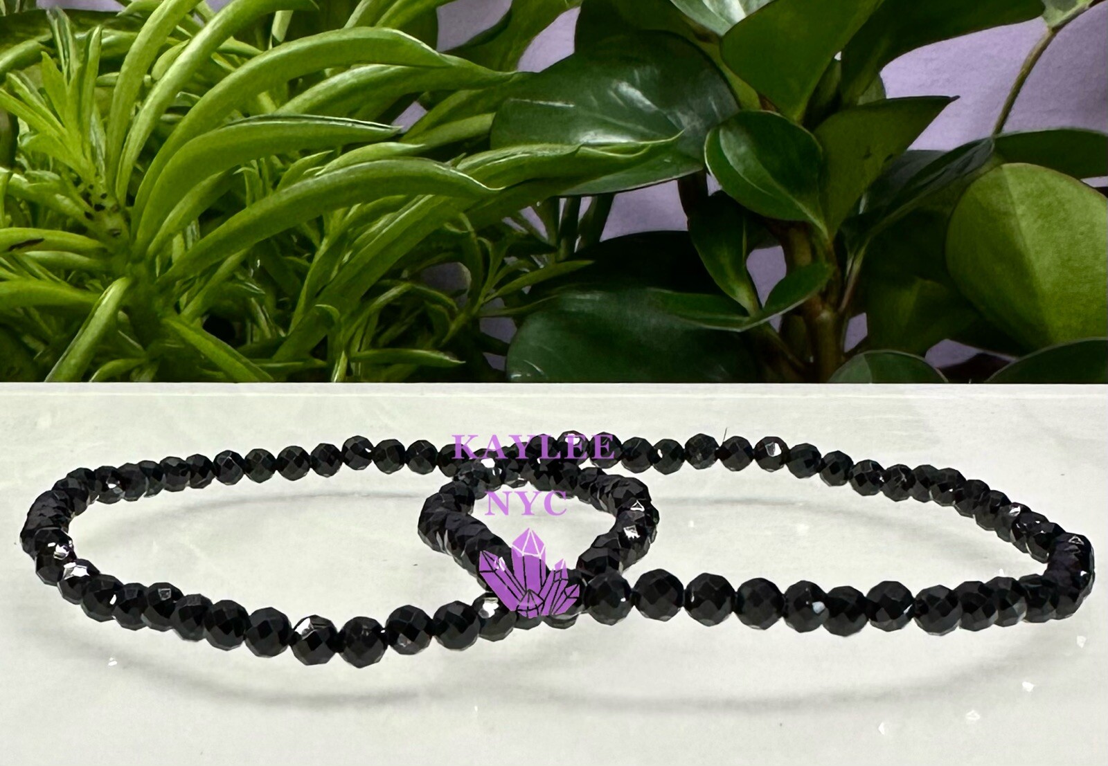 Wholesale 6 Pcs Natural Black Spinel 4mm Faceted 7.5” Stretch Bracelet