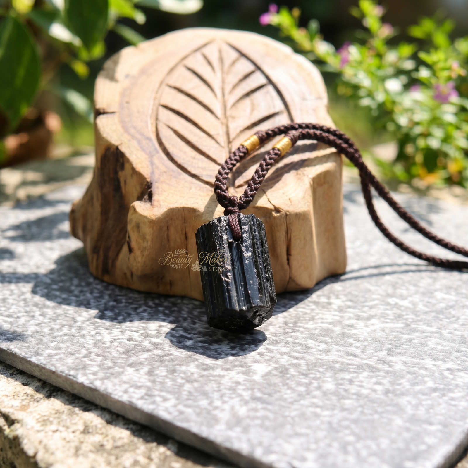 Natural Black Tourmaline Pendant Raw Crystal Necklace Protection Guardian Stone