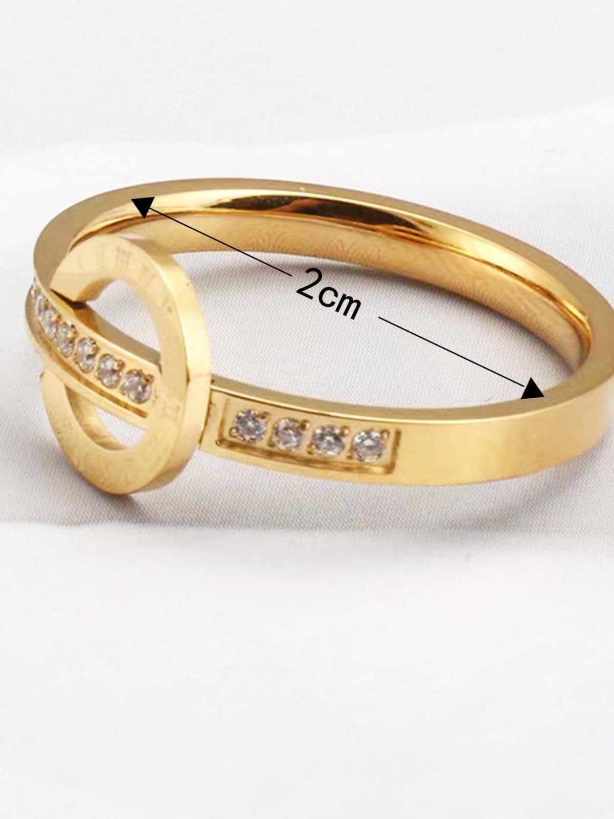 Women’s Gold Tone Roman Numeral Rhinestone Ring Copper Fashion Jewelry