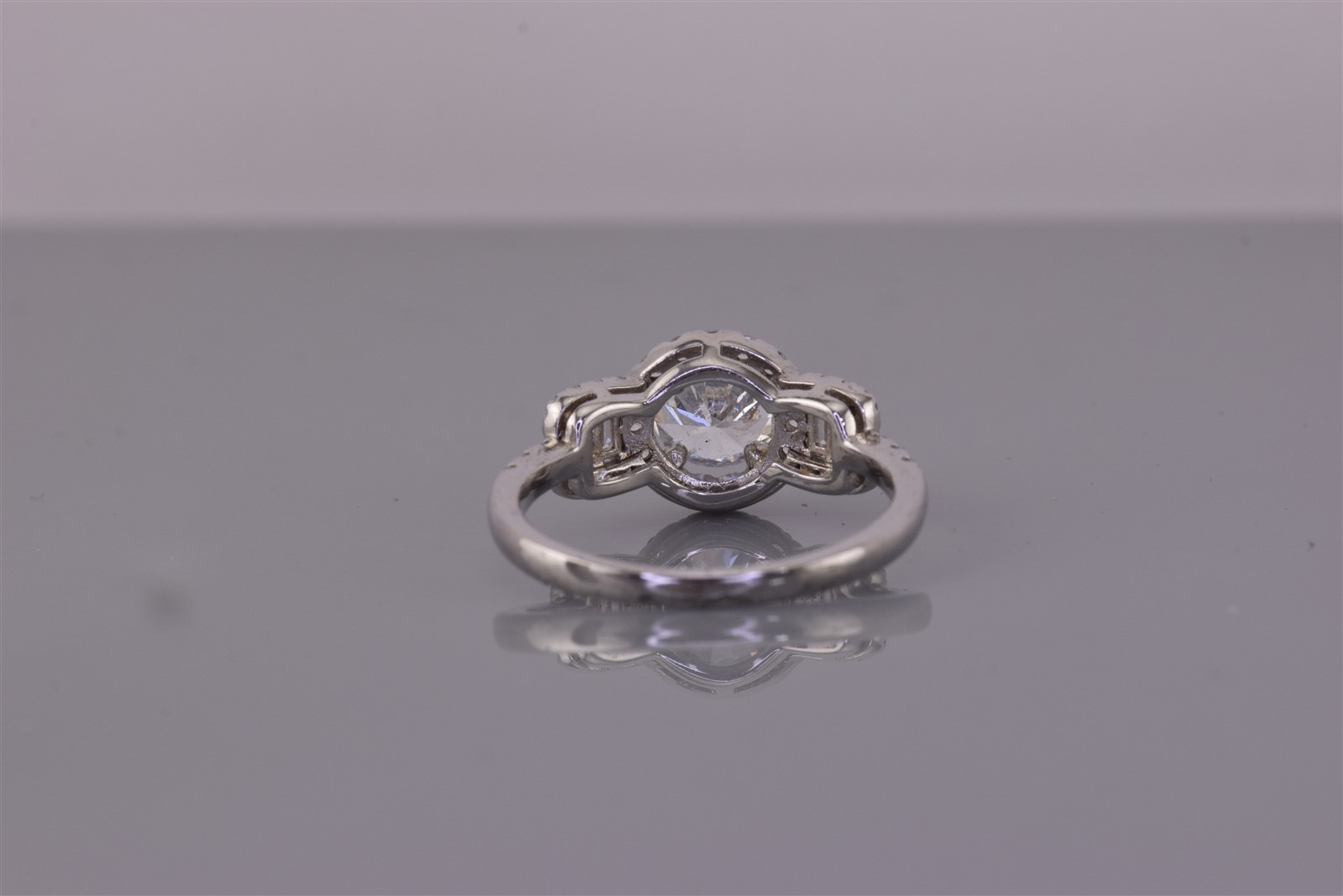 Sterling Silver Cubic Zirconia Halo Baguette Collared Band Ring 925 Sz: 9