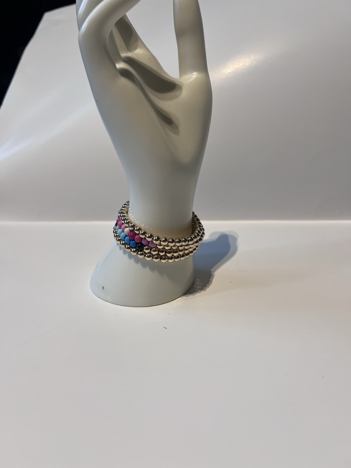 Baublebar Beaded Gold Blue Pink Bracelets Stack Lot 5mm Gold Tone Nordstrom