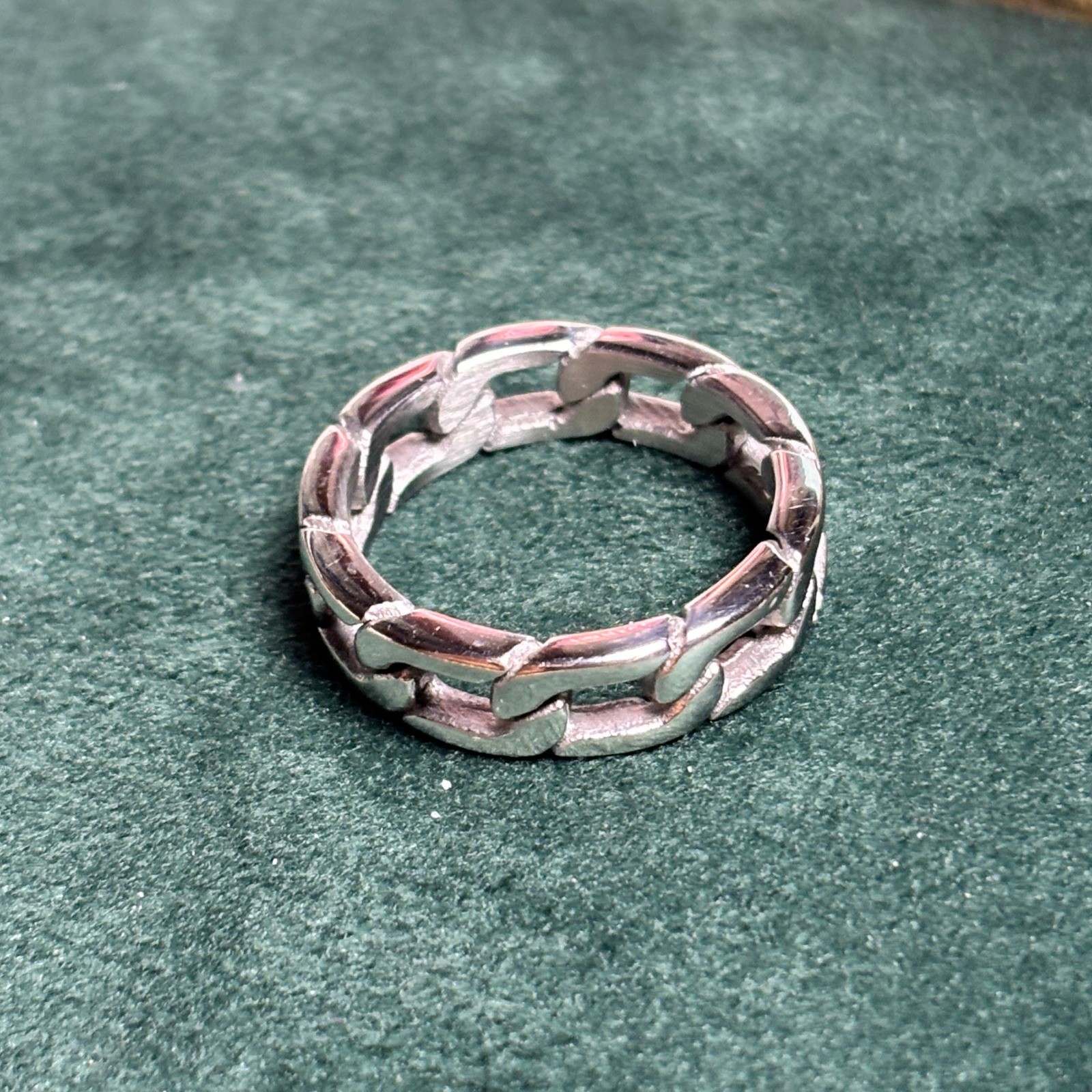 Silver Cuban Link Chain Ring Mens Womens Streetwear Band Size 11
