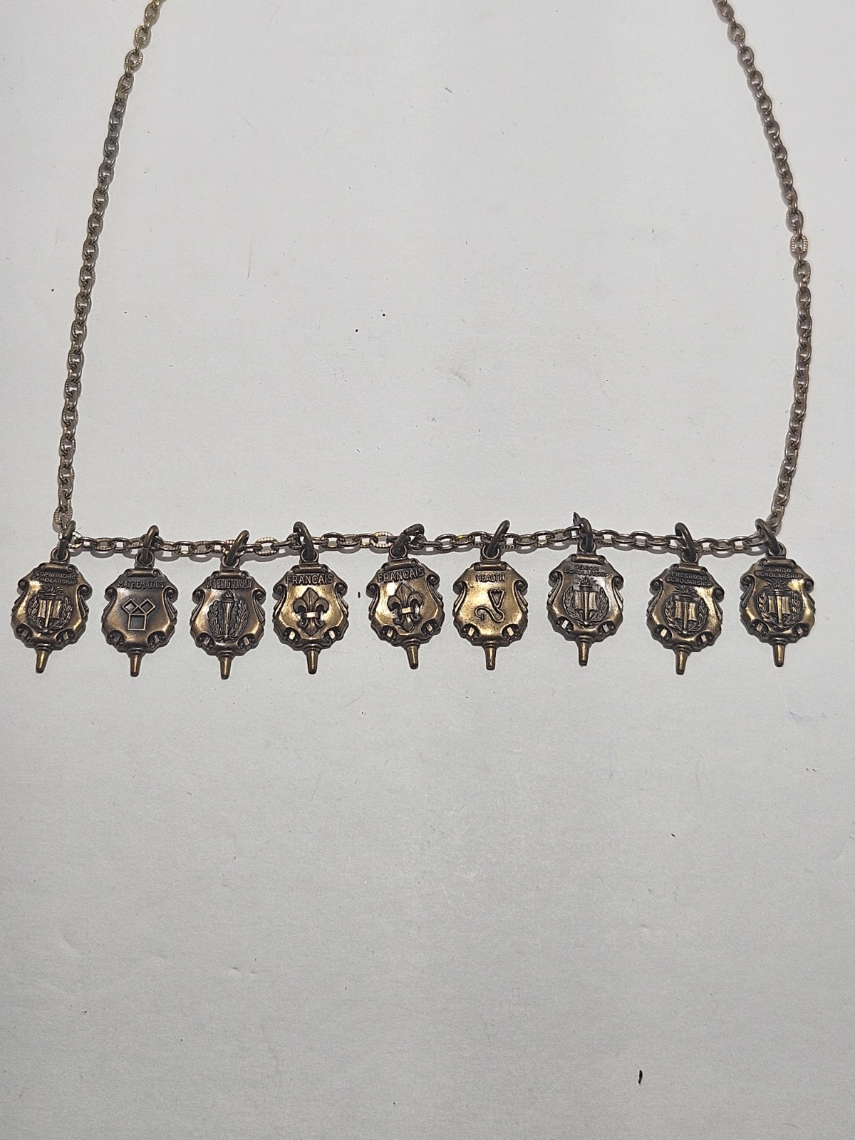Vintage Jostens Academic Achievement Charm Necklace 9 Charms Scholarship