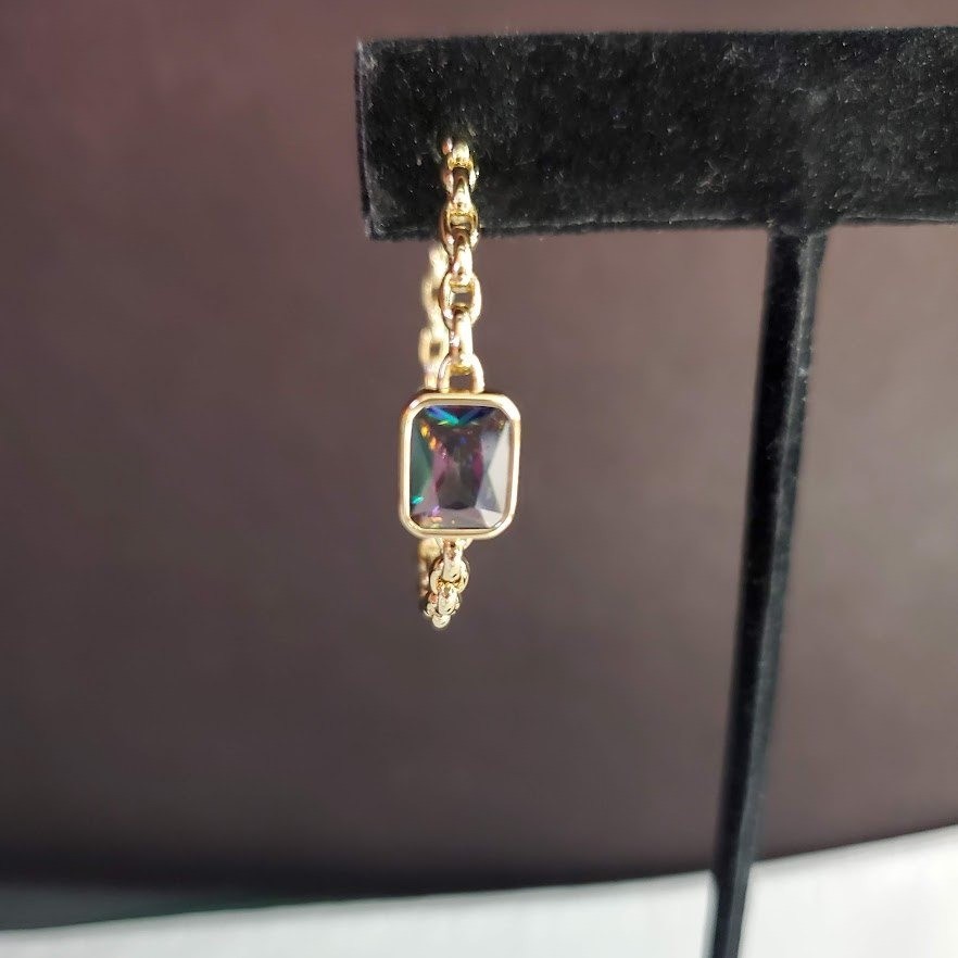 Bomb Party June 2025 Birthday Subtle Statements Alexandrite Gold Chain Hoops