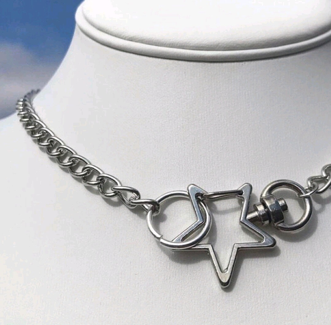 Star Choker Necklace Moon Face Barbed Wire Celestial Gothic Punk Rock Earrings