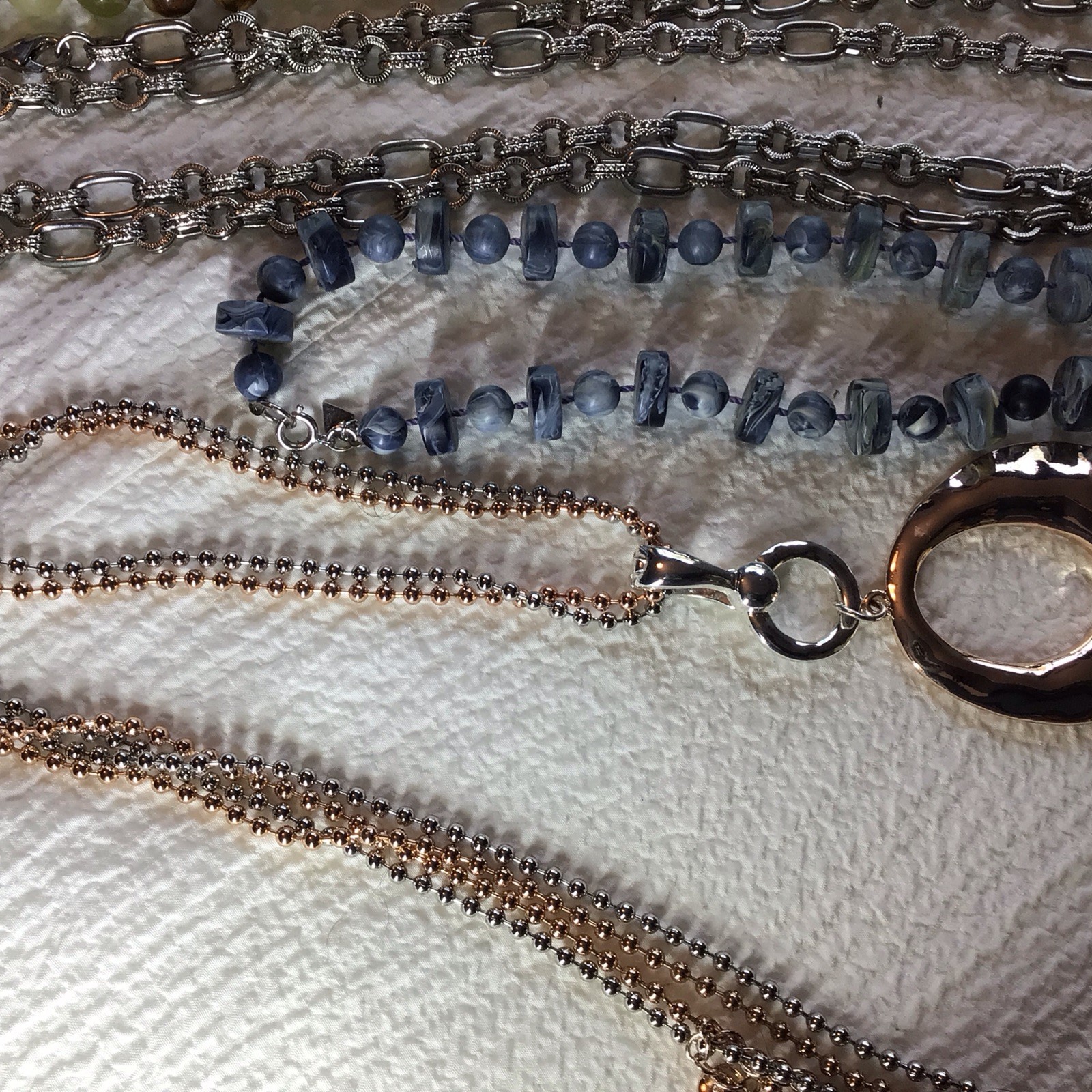 Lot Of 7 Costume Necklaces, I Pr Earrings, 1 Agate Necklace