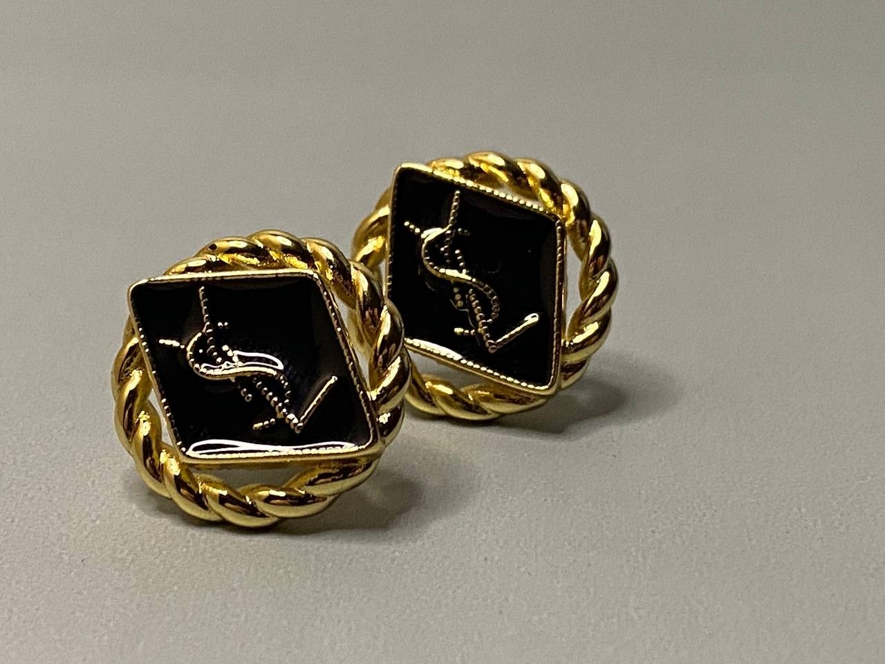 Yves Saint Laurent Twisted Rope Black YSL Earrings 2.5cm