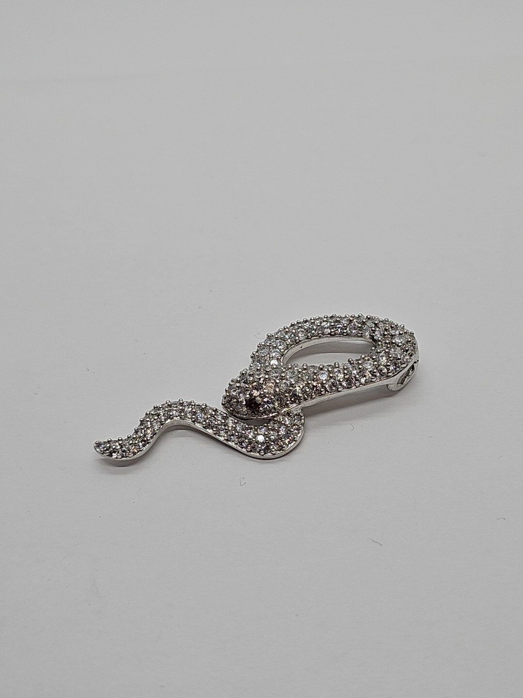 925 Sterling Silver Cubic Zirconia & Red Stone Snake Pendant 2″ inch 9.1 gram