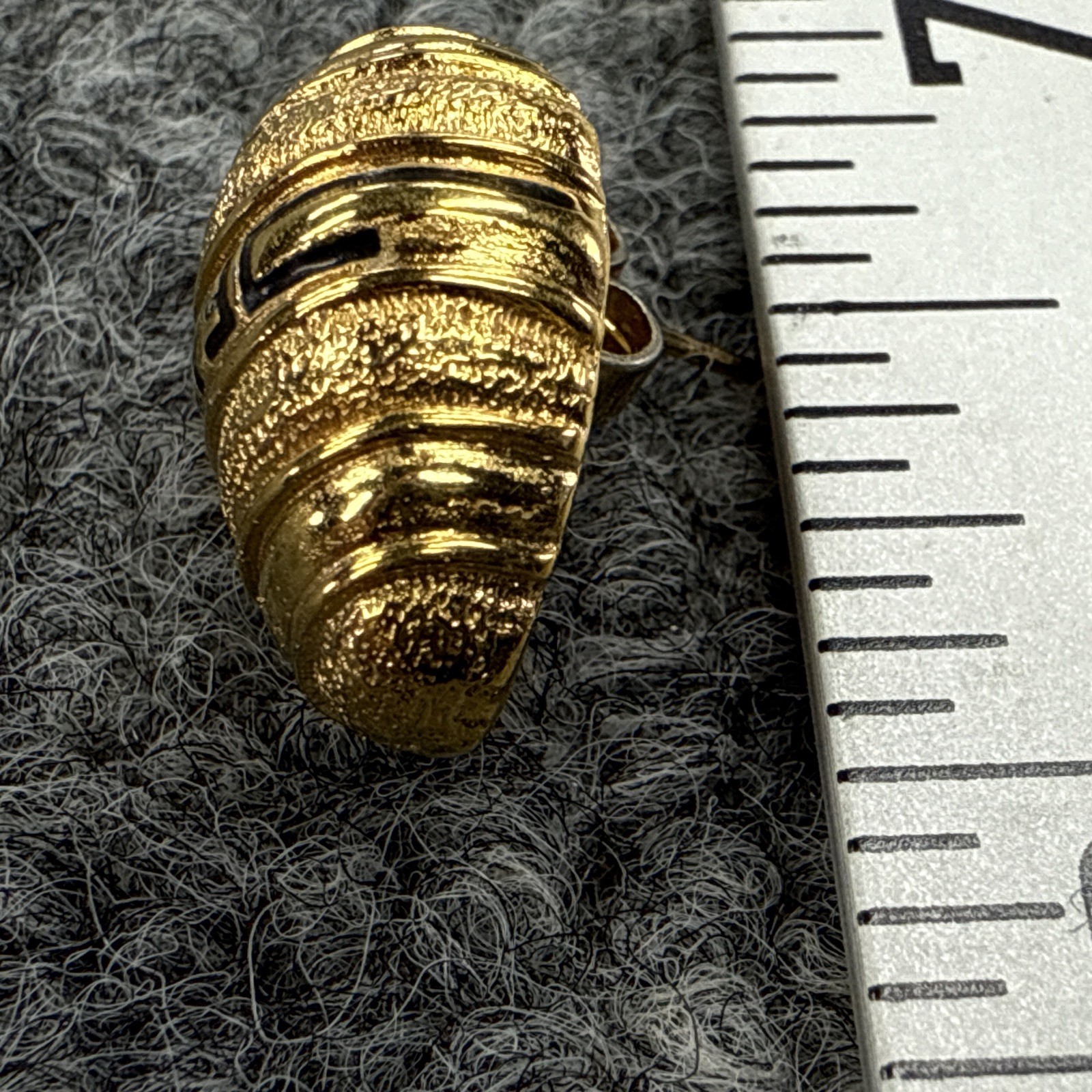 Fendi Vintage 1980s Single Dome Earring Gold Black Fendista Logo Statement
