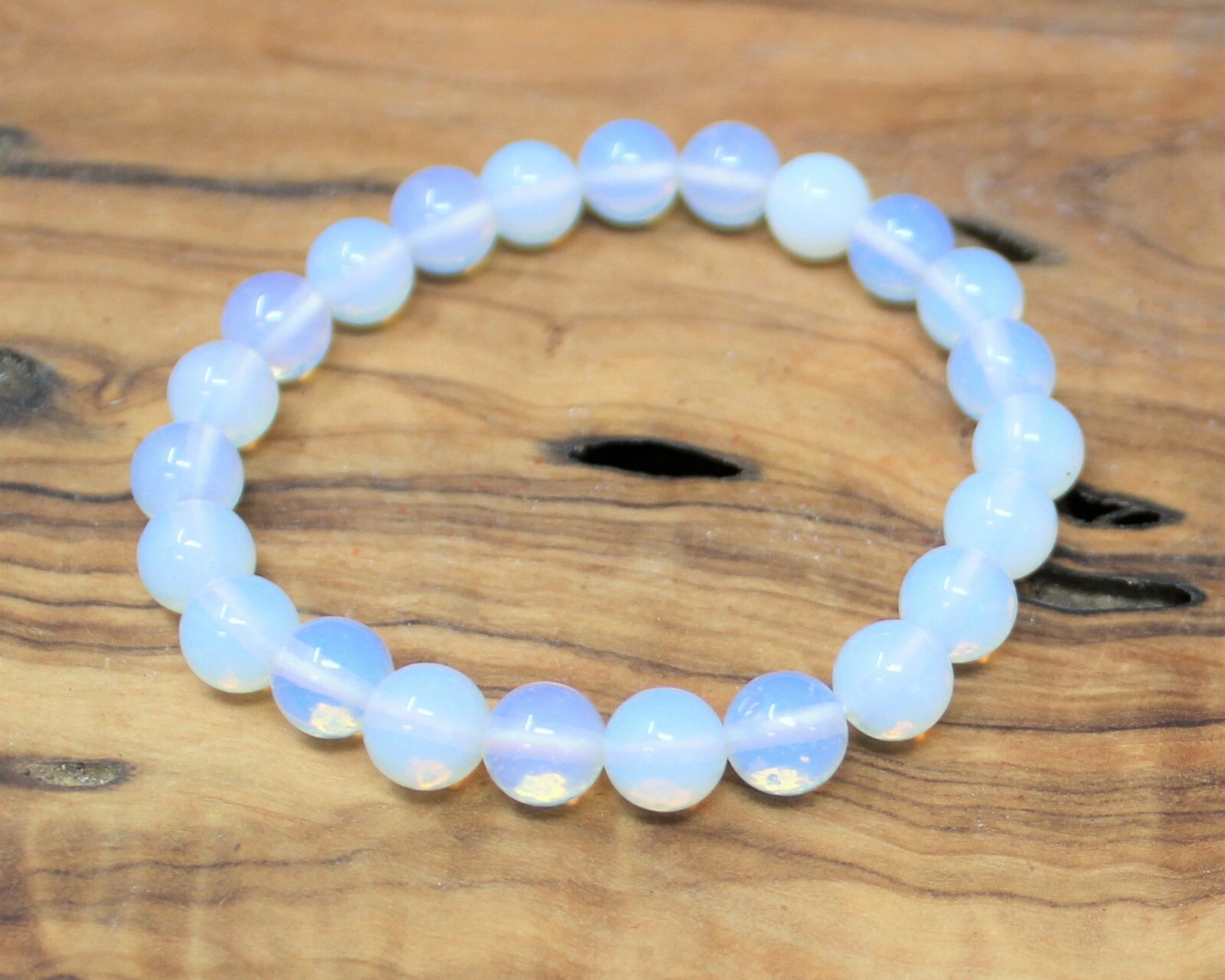 Opalite Bead Bracelet 8 mm Round Crystals (Natural Gemstone Stretch Bracelet)