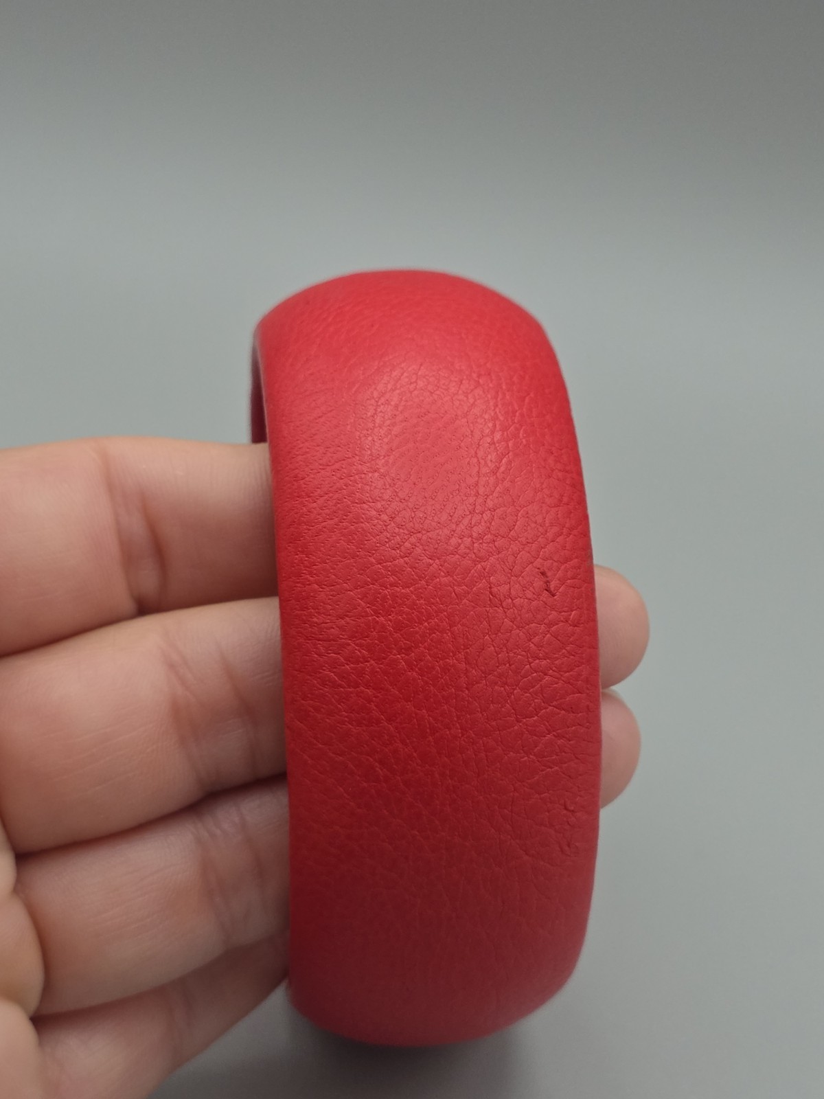 Scuola del Cuoio Genuine Red Italian Leather Wide Bangle Bracelet Made in Italy
