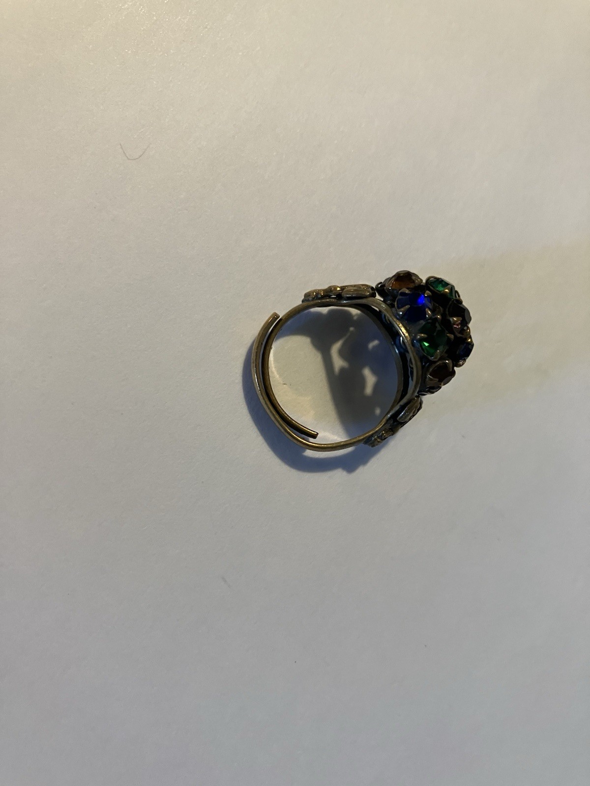 Dome Shaped Red Green Blue Gold Colored Gold Tone Adj Ring Size 6
