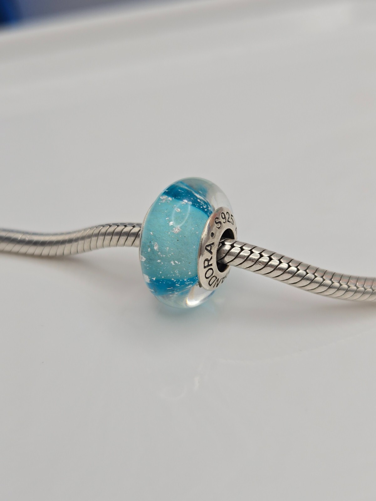 Authentic Pandora Disney Frozen Elsa’s Glass Silver Signature Murano Charm