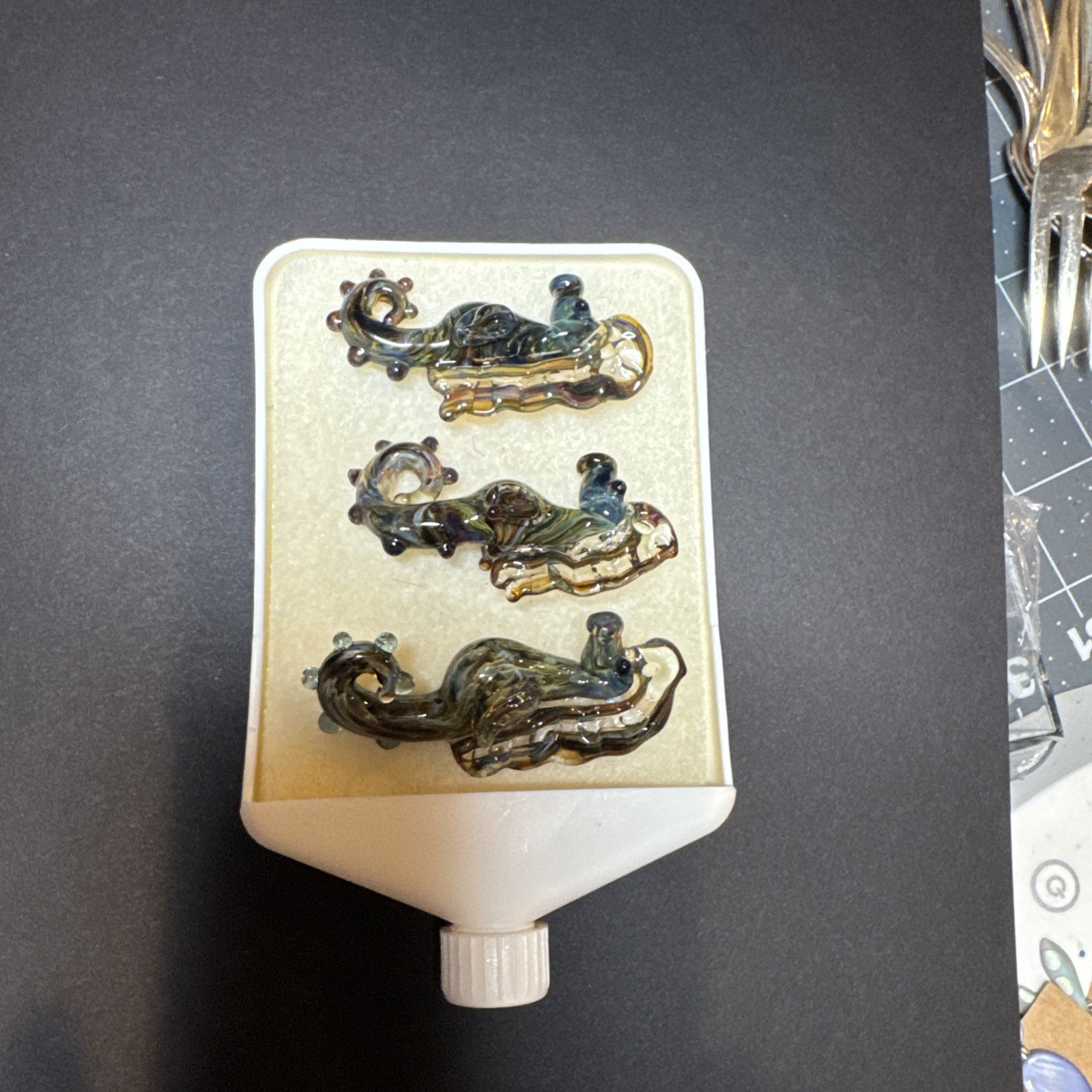 Lampwork Murano Art Glass Sea Horse Pendant, set of 3 brand new. Artisan made