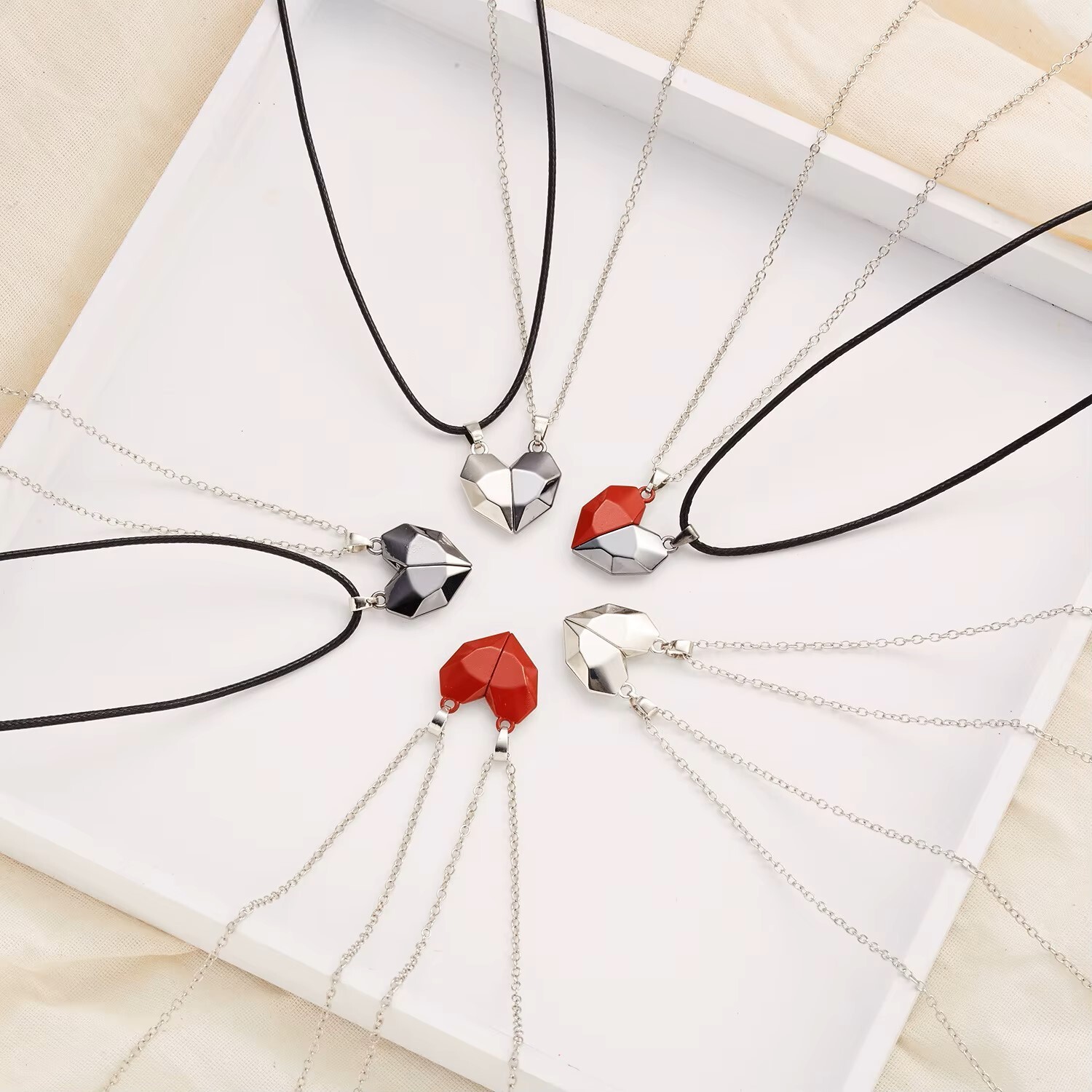 Heart Magnet Necklace Set for Couple Boyfriend, Girlfriend, Husband, Wife, Gift