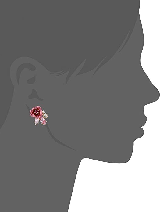 Betsey Johnson Mismatch Stud Earrings | Glitter Rose | Mixed Stones and Pearls