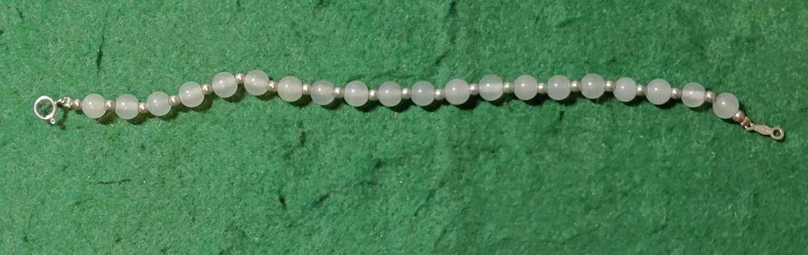 Sterling Silver Beads, Serpentine Beaded Bracelet with Spring Ring Clasp.