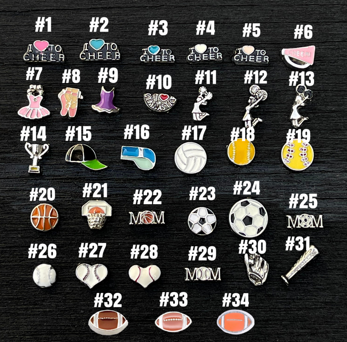 Floating Charm Sports Cheerleading Football Basketball Soccer for Glass Lockets
