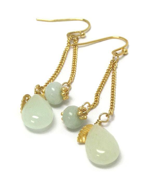 Semi Precious Stone Drop Earrings