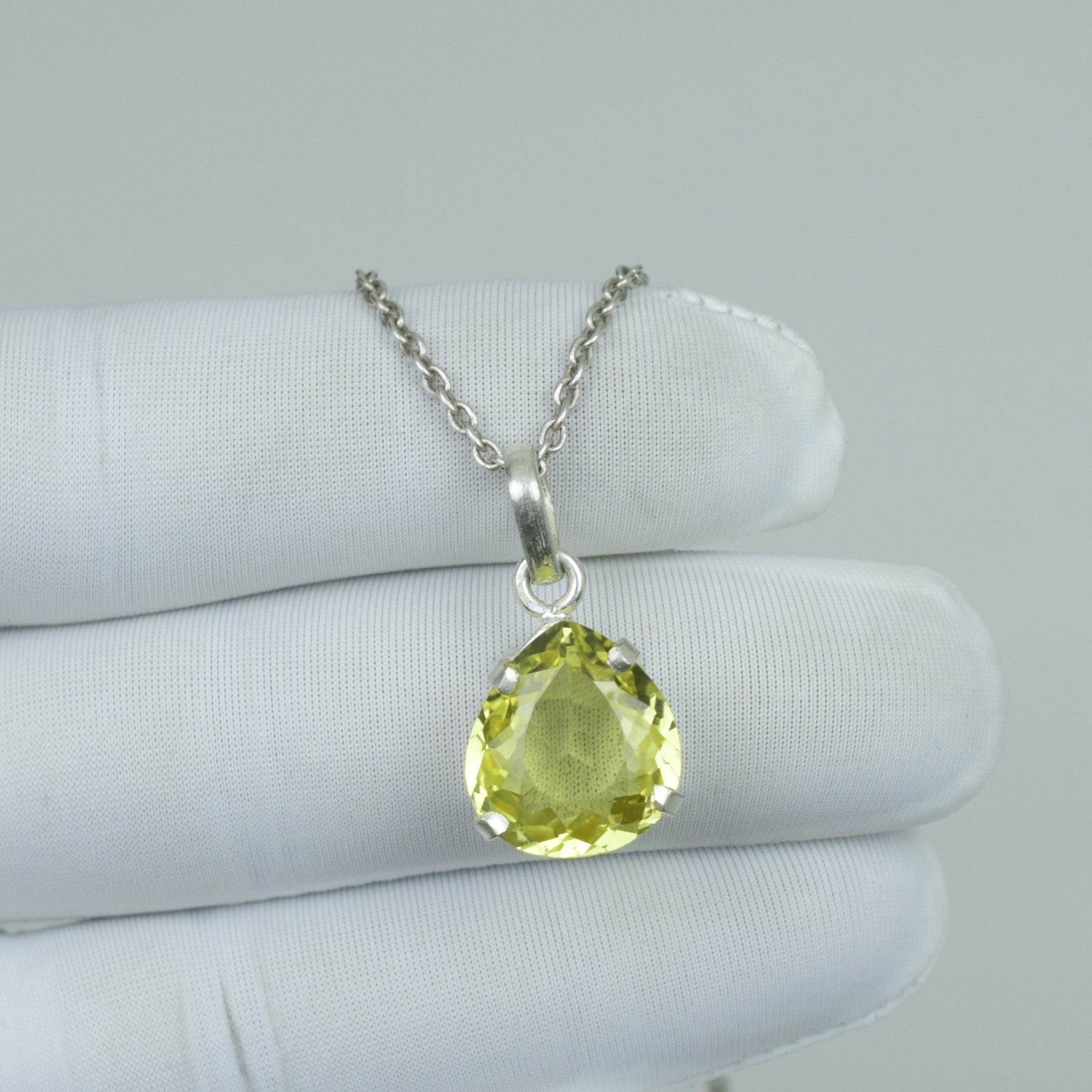 Beauty Yellow Sapphire Necklace Jewelry, 925 Sterling Silver Pendant,
