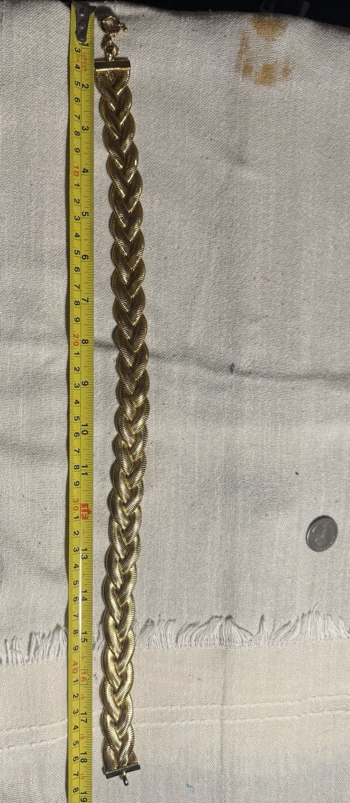 #5 Gold Tone Braided Chain Necklace Spring Ring Clasp 18 in No Stone
