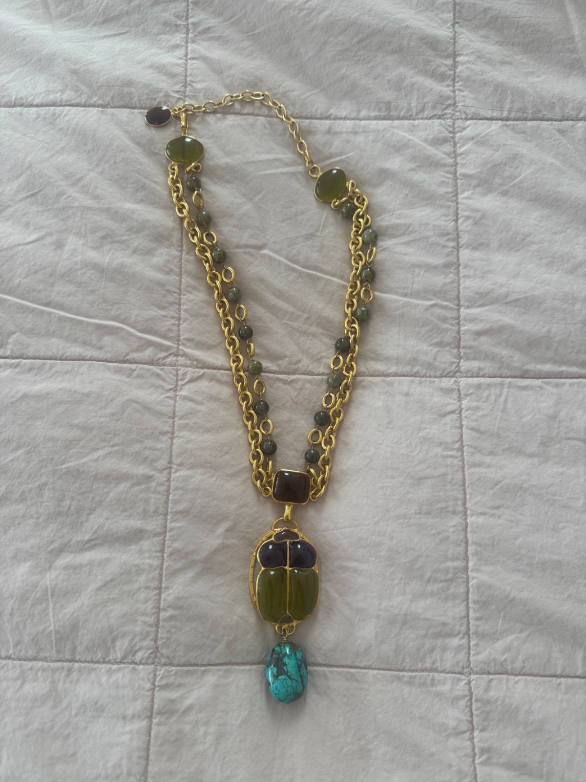 LouLou de la Falaise Scarab Necklace in Absinthe STUNNING NWT Orig. $2100