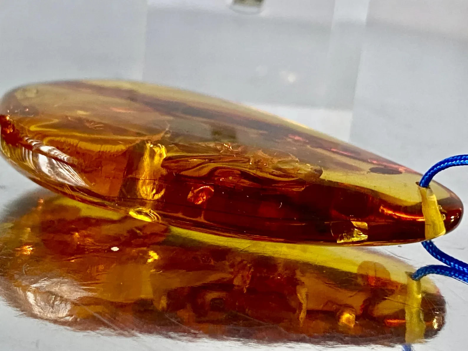 46mm Baltic Amber Pendant Cognac Scenic Inclusions Collector Statement B1413